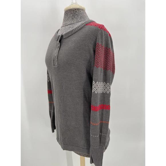 Woolrich Sweaters - Woolrich Women's  3 button sweater size Medium grey with red detailing